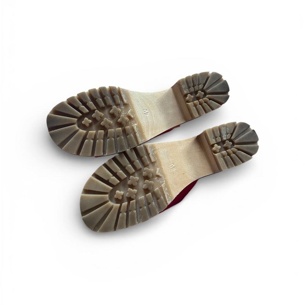 Swedish Hasbeens Red Leather Ann Low Mules - Picture 4 of 5